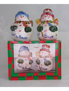 Salt And Pepper Shakers, Snowman, Decor, Collectors, Christmas, Let it Snow